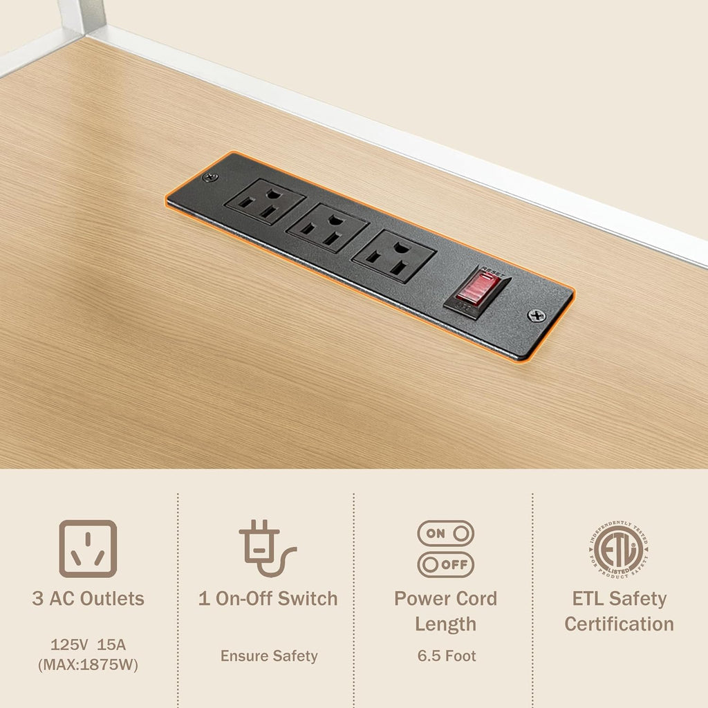 Mini Fridge Stand with Storage, Microwave and mini Fridge Stand with Power Outlet, Coffee Bar,Kitchen Baker,for Dorm,Office(Oak)