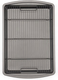 GoodCook 15' x 10.5' Nonstick Carbon Steel Baking Pan & Raised Wire Rack – Pizza Crisper,Crispy Bacon,Multipurpose Cooking Sheet Pan,Cooling Rack,Kitchen Cookware Set,Dishwasher Safe,(Pack of 12)
