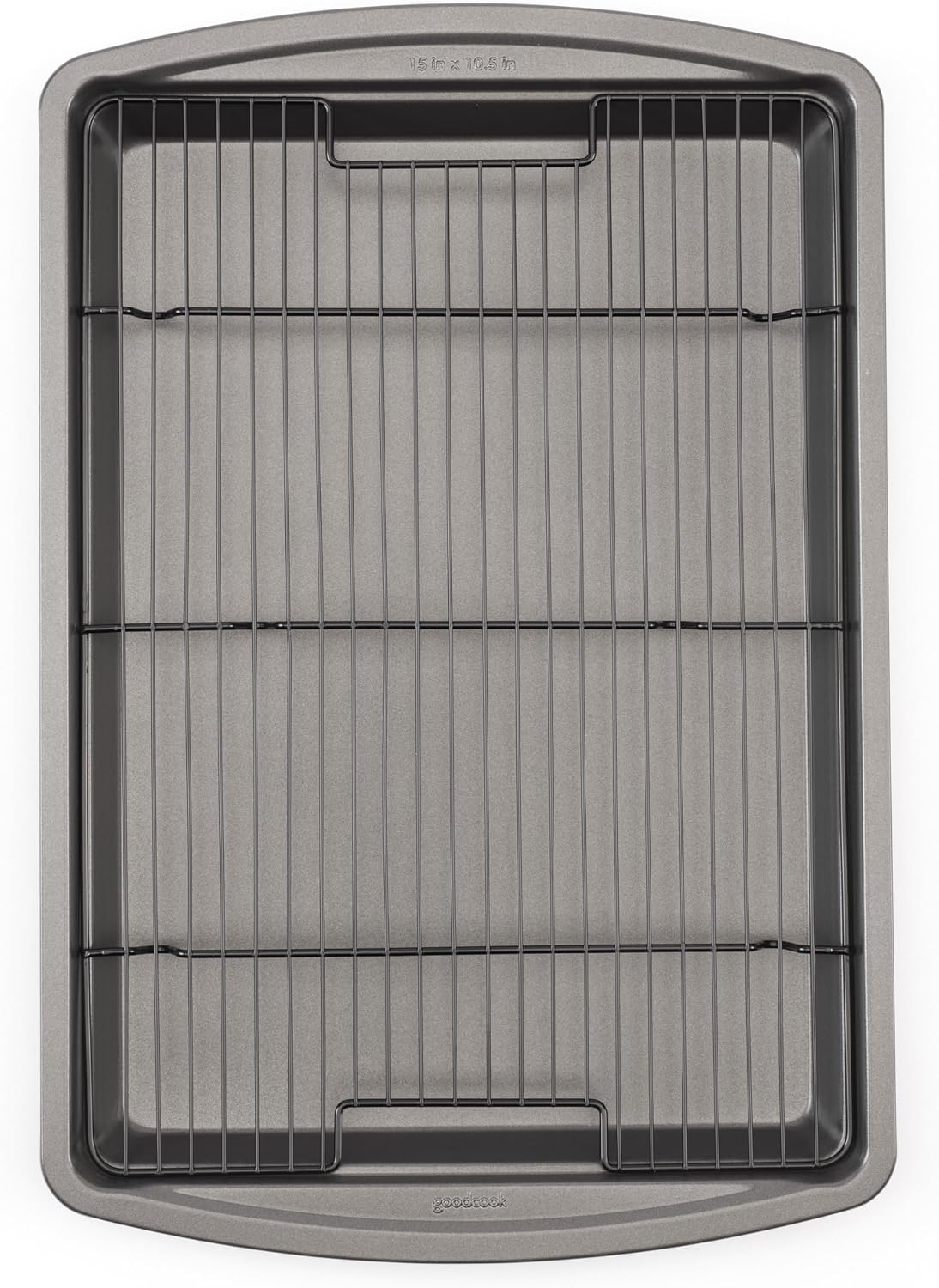 GoodCook 15' x 10.5' Nonstick Carbon Steel Baking Pan & Raised Wire Rack – Pizza Crisper,Crispy Bacon,Multipurpose Cooking Sheet Pan,Cooling Rack,Kitchen Cookware Set,Dishwasher Safe,(Pack of 12)