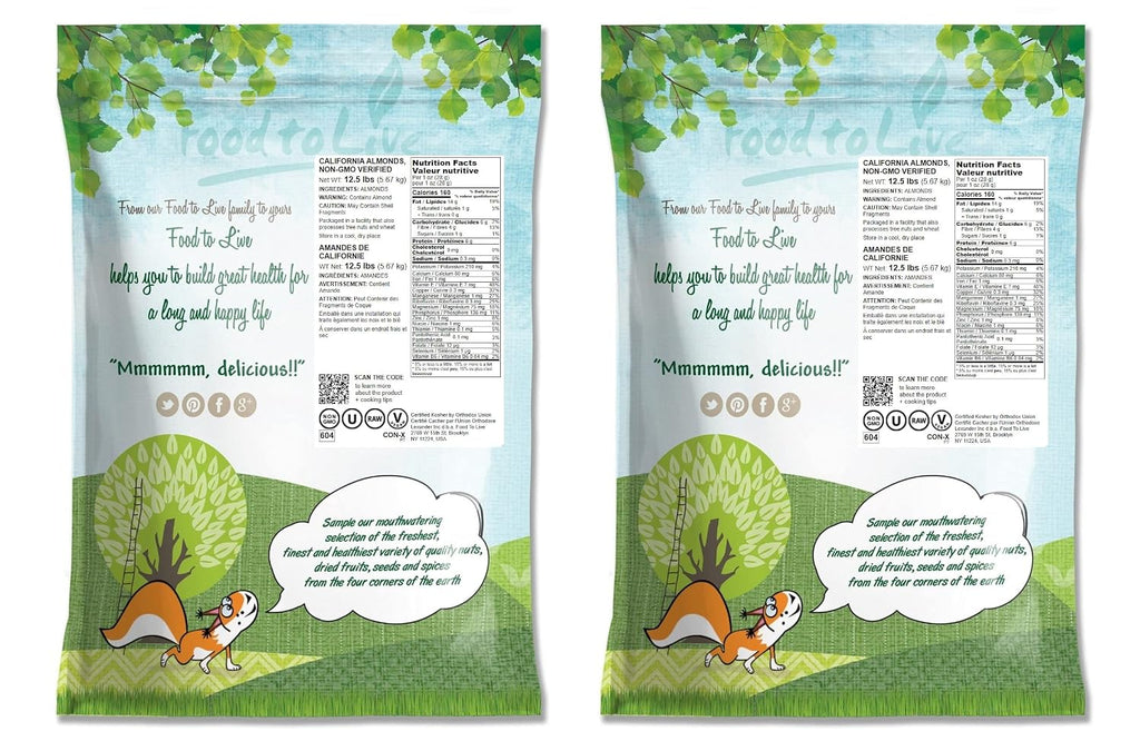 Food to Live California Almonds, 25 Pounds – Supreme, Whole, Raw, Unsalted, Unroasted Nuts, Natural
