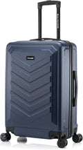 US Army Fox 24 inch Hardside Luggage with Spinner Wheels | Lightweight Medium Suitcase for Shorter Travel | Chevron Icon, Gel Handle, Side Studs, Retractable Trolley, Heavy Duty | Navy Blue