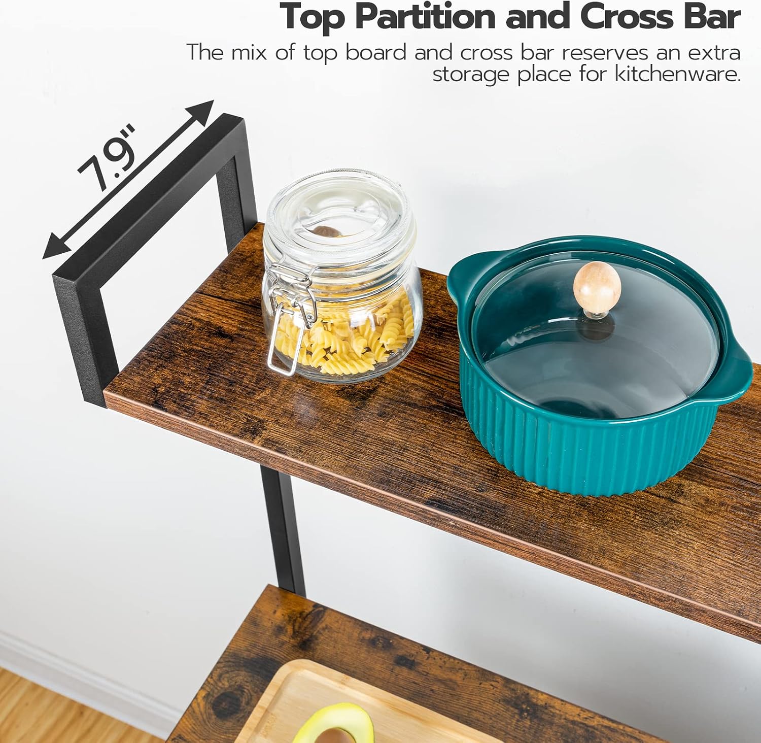 HOOBRO Kitchen Bakers Rack, Rustic Brown 3-Piece Bar Table Set with Power Outlet BF05UHB01-BF45UBT01