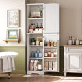 Yusong 64' Tall Farmhouse Bathroom Storage Cabinet, Freestanding Narrow Linen Cabinet, Wooden Pantry Cabinet with Adjustable Shelves, Slim Floor Storage Organizer for Kitchen Laundry Dining Room