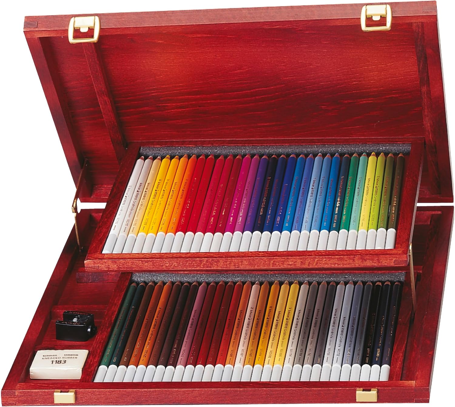 STABILO - CarbOthello - Chalk-Pastel Pencil - Wooden Box of 60 - Assorted colors with Sharpener, Kneaded Eraser and Blending Stump