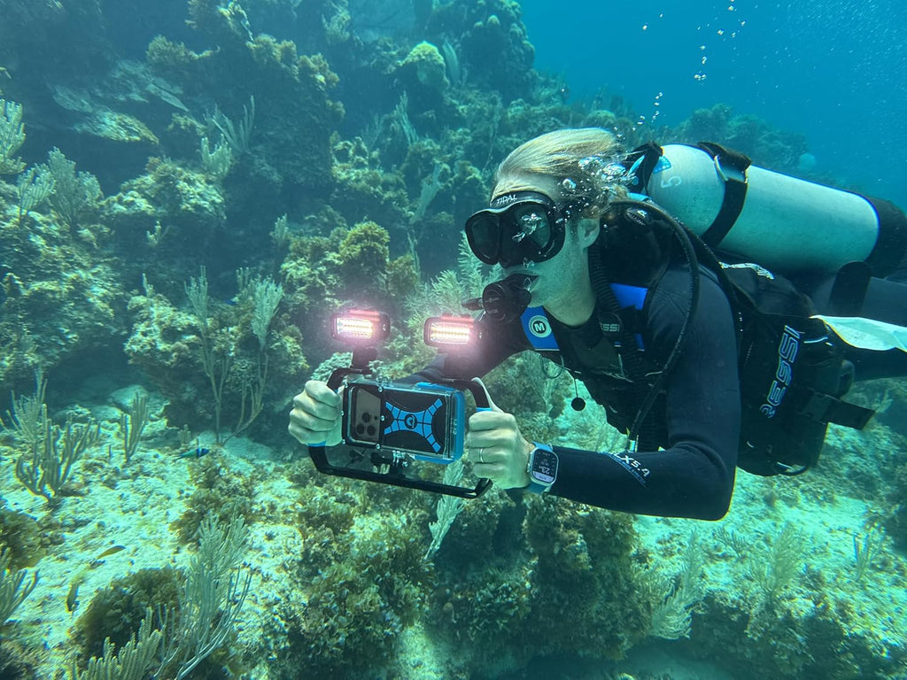 ProShot Dive 2.0 - Underwater housing for iPhone Rated to 130 feet. Underwater Camera housing Compatible with All iPhones Except 17 Pro Max. Waterproof case for Diving and Snorkeling. (Black/Blue)