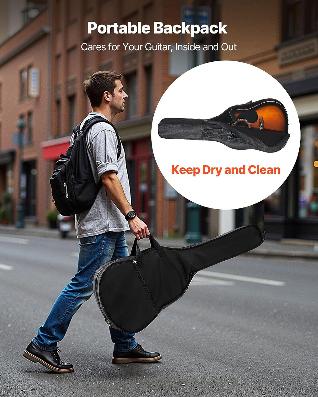 VEVOR 41 in Cutway Acoustic Guitar, 6-String, Sunburst Solid Spruce Top Guitar, Beginner Bundle with Gig Bag, Tuner, Strap, Steel Strings, Picks, Capo, Rosewood Fingerboard, for Fingerstyle Solo Jazz