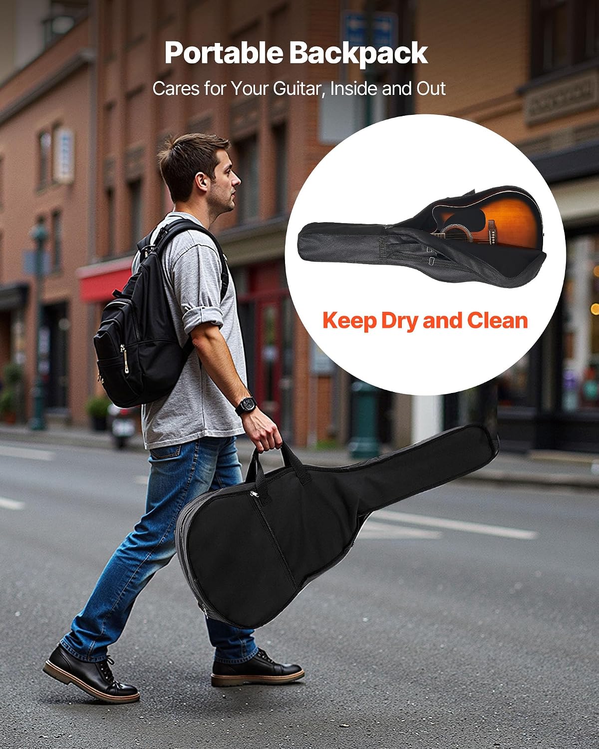 VEVOR 41 in Cutway Acoustic Guitar, 6-String, Sunburst Solid Spruce Top Guitar, Beginner Bundle with Gig Bag, Tuner, Strap, Steel Strings, Picks, Capo, Rosewood Fingerboard, for Fingerstyle Solo Jazz