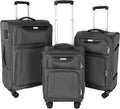 WireHot 3-Piece Softside Expandable Luggage Set with Front Open Pocket, Lightweight and Durable Oxford Fabric Suitcase Set with TSA Lock (Gray, 20in/24in/28in)