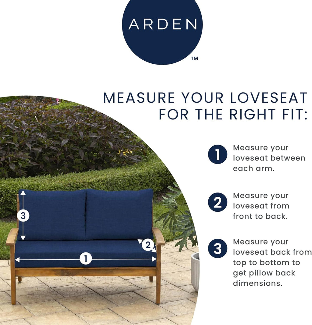 Arden Outdoor Loveseat Cushion Set, 48 x 24, Water Repellent, Fade Resistant, Cushion Set for Couch, Bench, and Swing 48 x 24, Ruby Red Leala