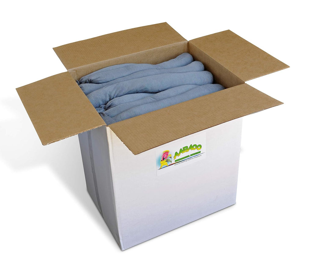 Aabaco Universal Absorbent Socks – Snake for Oil and Water – 3' x 48' – Absorbing up to 40 Gallons – Super Poly Sock Absorber for Spill by Garage Door or Basement Floor – Pack of 40 (40)