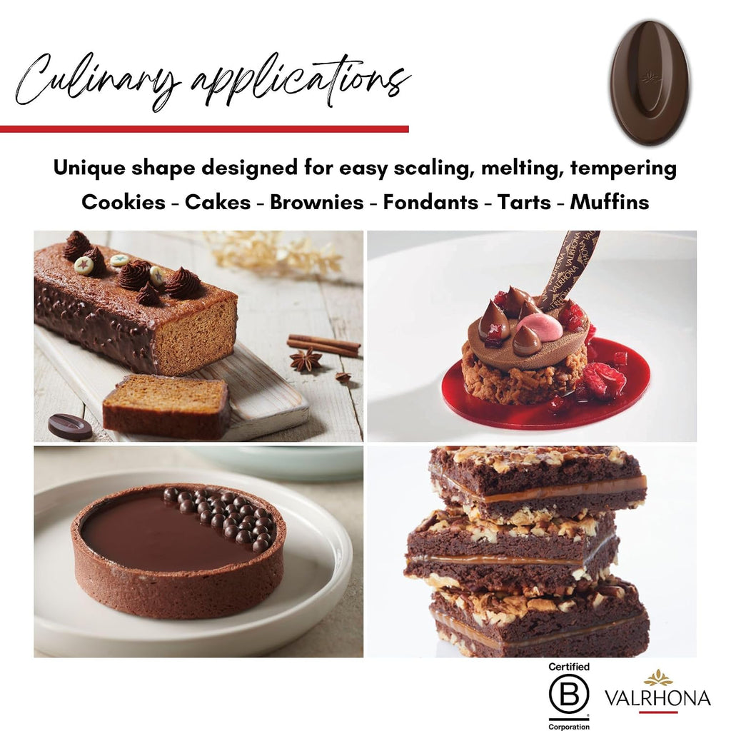 Valrhona Premium French Baking Dark Chocolate Discs (Feves). ORIADO 60% Cacao. Organic and Fair Trade. Easy Tempering. Creamy and Balanced. For Brownies, Cakes, Mousses, and Frostings 1kg (Pack of 1)
