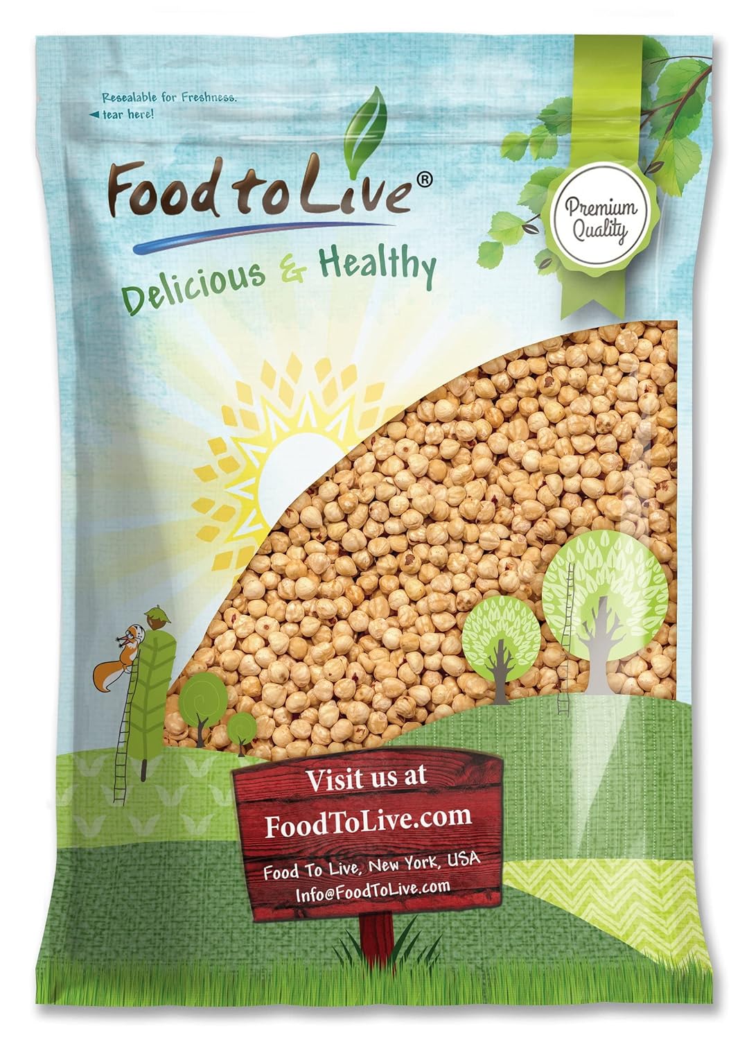 Food to Live - Dry Roasted Blanched Hazelnuts, 8 Pounds – Unsalted, Oven Roasted Whole Filberts, No Oil Added, No Skin, Vegan, Kosher, Bulk. Great for Homemade Desserts