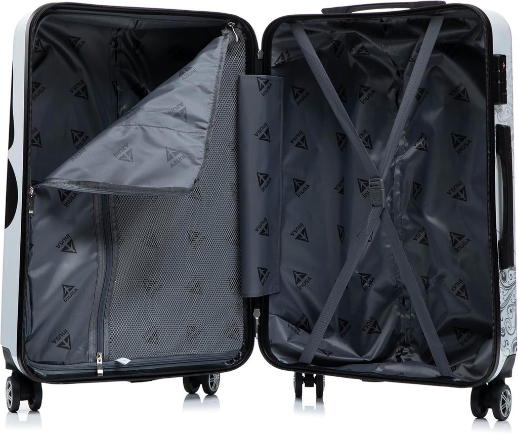 InUSA Butterfly Print Luggage with Spinner Wheels | Durable Lightweight Hardside Suitcase | Travel Bag with Handle and Trolley | (20in, 24in, 28in) 3 Piece Set