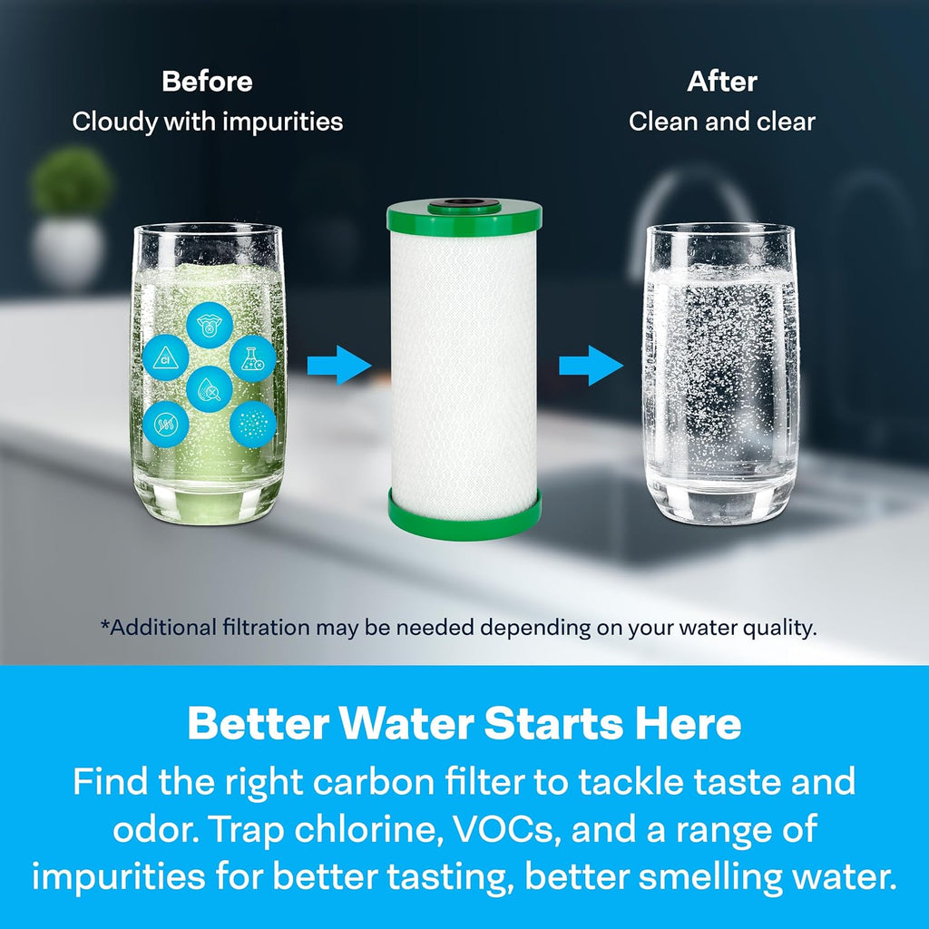 SpiroPure SP-CBR2-BB 10x4.5 0.5 Micron NSF Certified Coconut Shell Carbon Block Water Filter Cartridge CBC-BB 155170-43 SMCB-4510 (Case of 6)