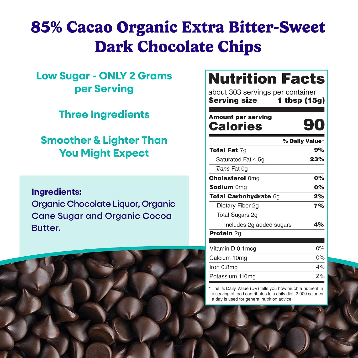 Pascha Organic Extra Dark Chocolate Chips - 85% Cacao Bittersweet - Vegan, Keto-Friendly Baking Chips - Rainforest Alliance Certified - No Dairy, Soy, Gluten or Nuts (10 lbs)