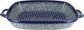 Blue Rose Polish Pottery - Green Seaside Swirl Large Baker with Handles - 14.5' x 10.75' - Unique, Dishwasher Safe, & Durable Bakeware