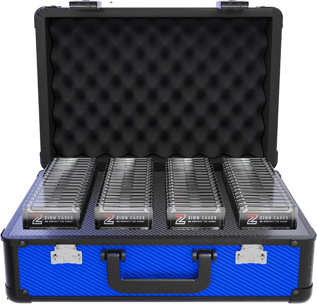Zion Cases Slab Case XL Graded Card Case; The Original Slab Case for Graded Cards; Fits PSA, BGS, HGA, and CSG Graded Trading Card Slabs; Ideal Travel Storage Solution; (Carbon Fiber Blue)