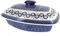 Blue Rose Polish Pottery - Yellow Peach Blossom Covered Baker - 2 QT Capacity - Unique, Dishwasher Safe, & Durable Bakeware