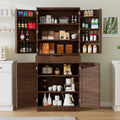 GRUSIGN 72' Kitchen Pantry Storage Cabinet with Doors and Shelves, Wood Farmhouse Pantry Storage with Barn Doors for Kitchen, Dining Room, Living Room, Dark Brown