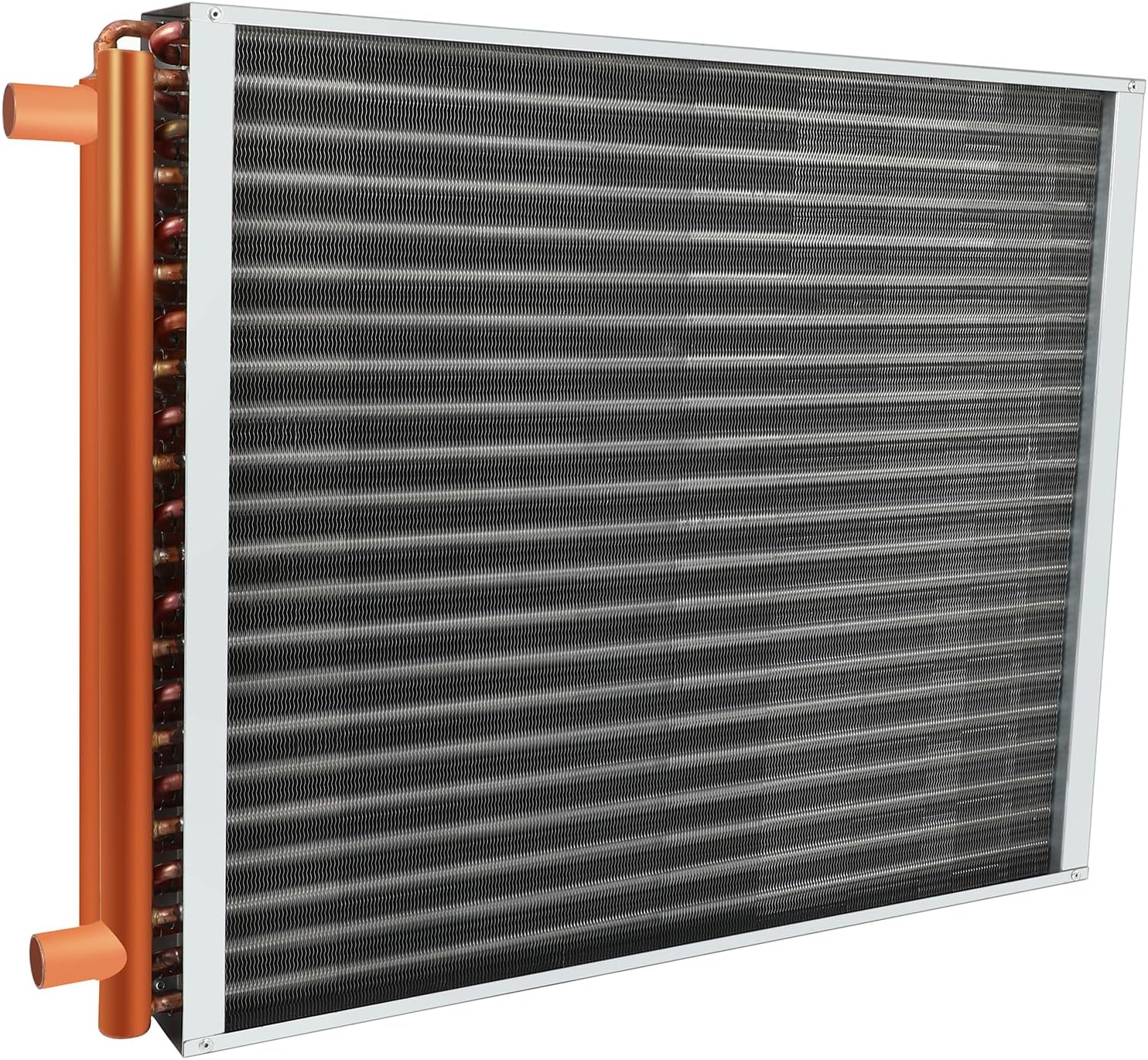 22x24 Heat Exchanger Water To Air, Forced Air Heating with 1 Copper Ports Hot Water Coil for Outdoor Wood Furnaces, Residential Heating