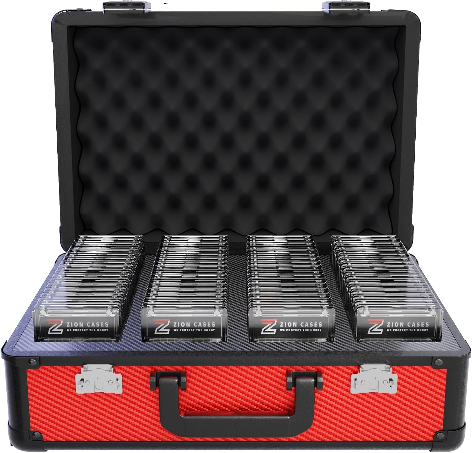 Zion Cases Slab Case XL Graded Card Case; The Original Slab Case for Graded Cards; Fits PSA, BGS, HGA, and CSG Graded Trading Card Slabs; Ideal Travel Storage Solution; (Carbon Fiber Red)