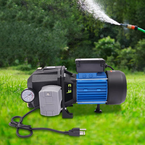 0.75 HP Shallow/Deep Well Pump with Ejector Kit - Cast Iron Jet Water Pump, Well Depth Up to 26ft or 82ft, Automatic Pressure Switch, 110V Water Transfer Pump for Farm Lawn Garden