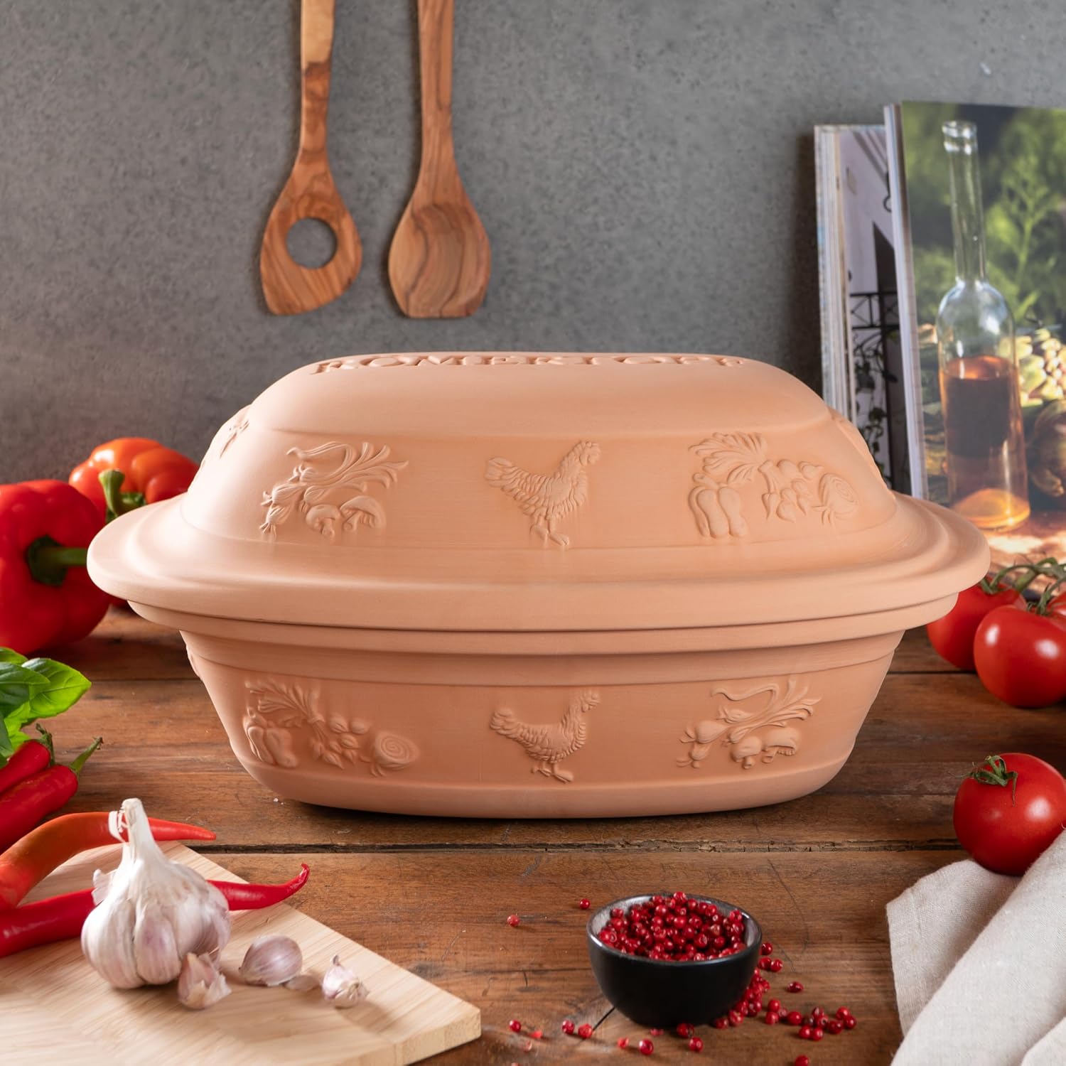 Römertopf 129 05 Rustico Universal Roasting Dish | Non-Stick Dutch Oven | Healthy Clay Pot Cooking | 5.2 Quarts (5 Liters) for up to 6 people