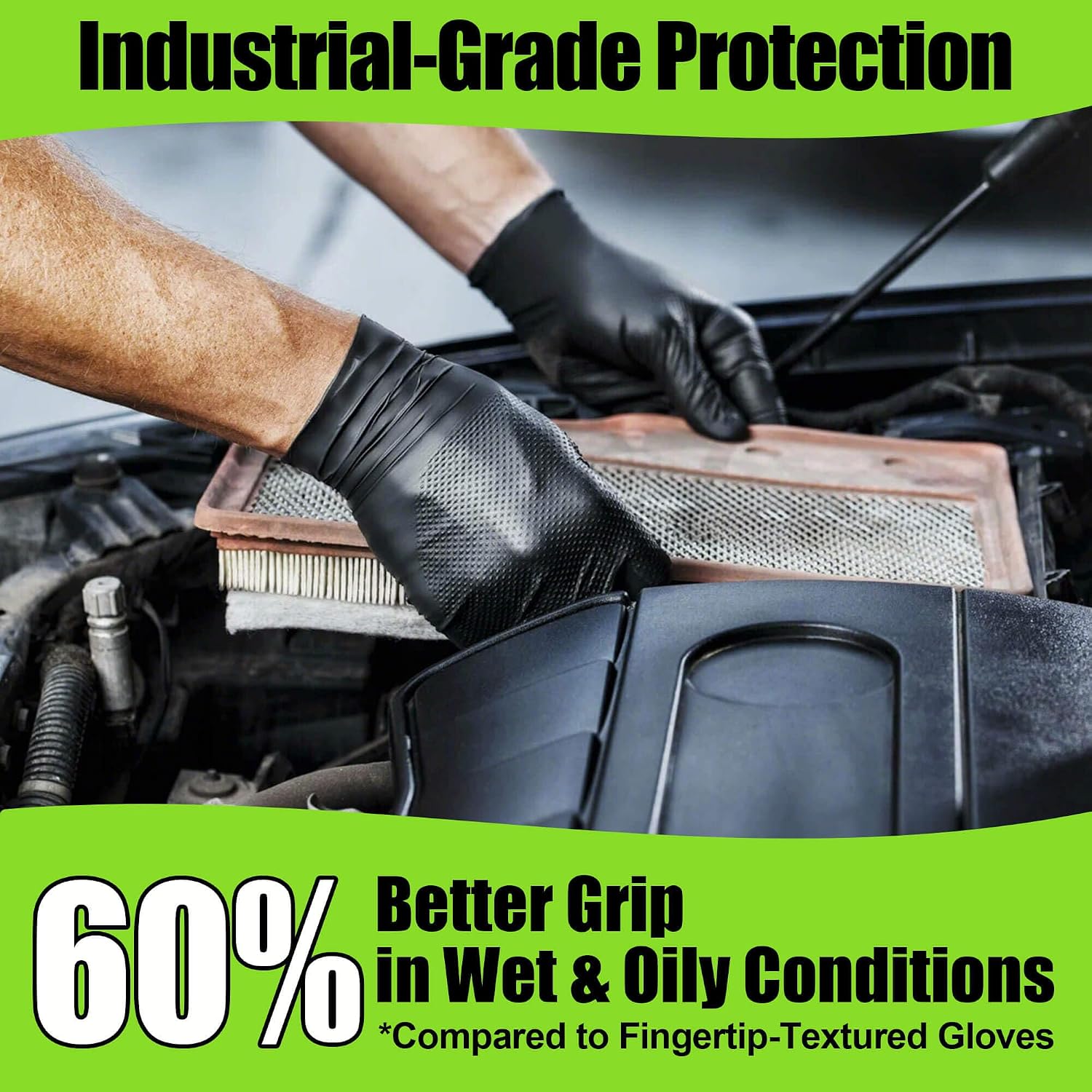 TREEGO 10 Mil Black Nitrile Gloves Bulk Case, 1000 Count X-Large — Heavy Duty Diamond Grip, Latex Free Disposable Gloves for Automotive, Industrial, Construction & Workshop Teams