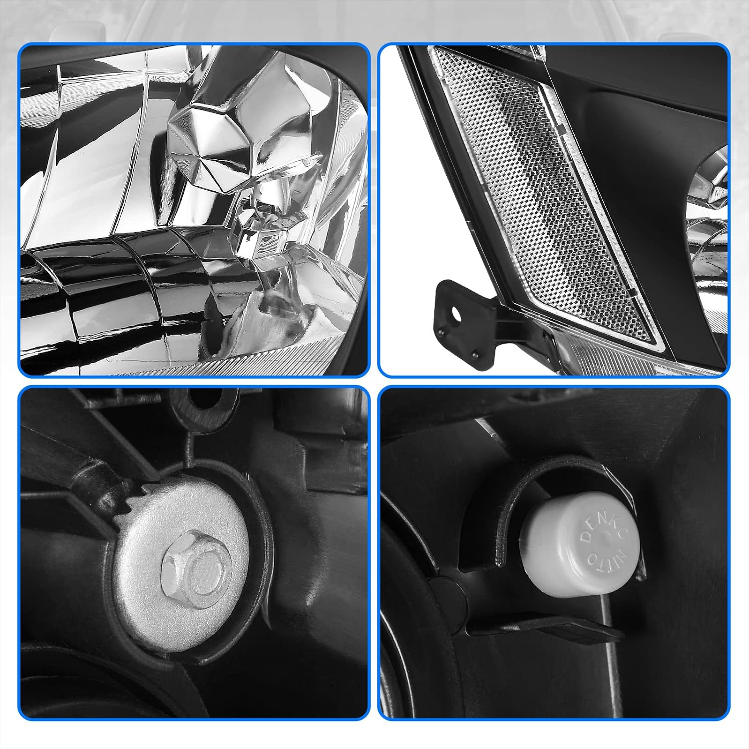 DWVO Headlight Assembly Compatible with 03 04 05 06 07 Accord OE Headlamp Replacement Black Housing Clear Reflector Clear Lens