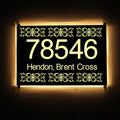 Modern Illuminated House Number Sign Plaque,Stainless Steel & Acrylic Backlit Floating Address Number Plaque,Light Up Address Plaque,Black,Warm White Light,50*43