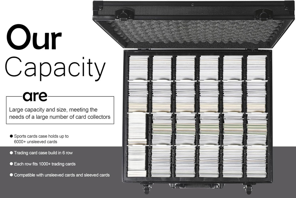 D DACCKIT Trading Card Storage Box with Dividers，Baseball Card Storage Box Holds 6000+ Trading Cards