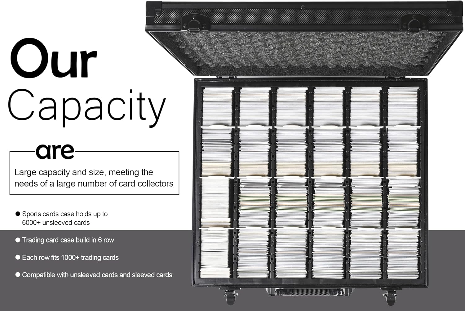 D DACCKIT Trading Card Storage Box with Dividers，Baseball Card Storage Box Holds 6000+ Trading Cards