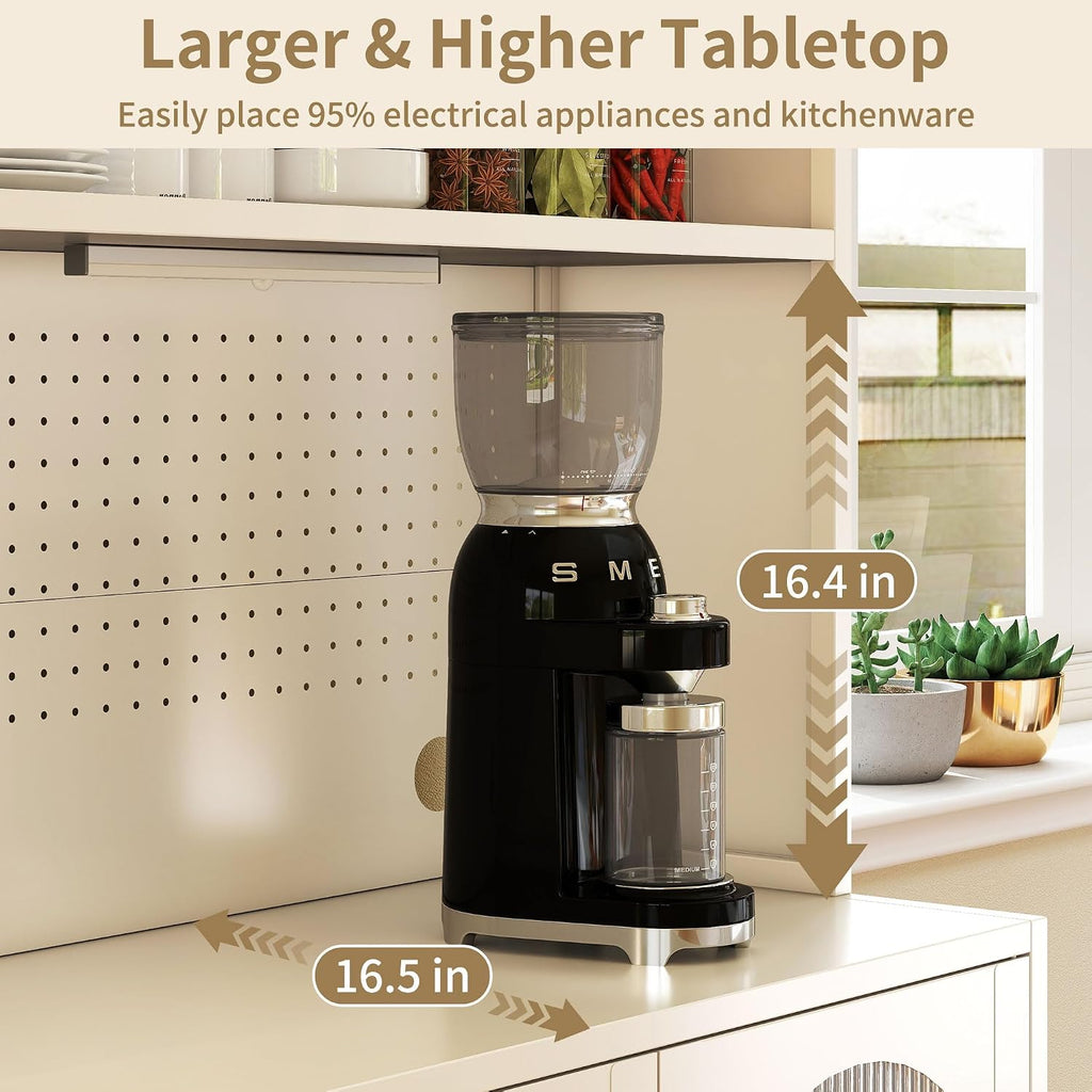 BECHEAO 5 Tier Metal Kitchen Pantry Storage Cabinet with LED Sensor Light, 66' Tall Food Pantry Cabinet, DIY Pegboard, Adjustable Shelves, Microwave Stand & Coffee Bar with Storage for Kitchen, White