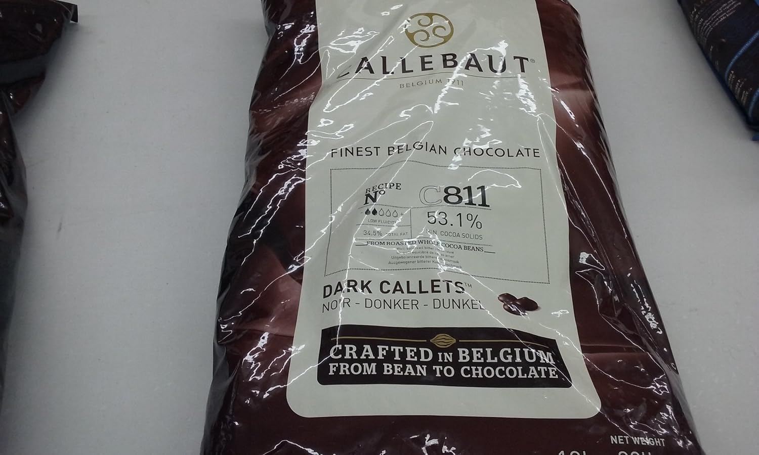 Callebaut Belgian Dark Chocolate Baking Callets (Chips) - 52.3 % 1 Bag, 22 Lbs,, 22 Lb ()