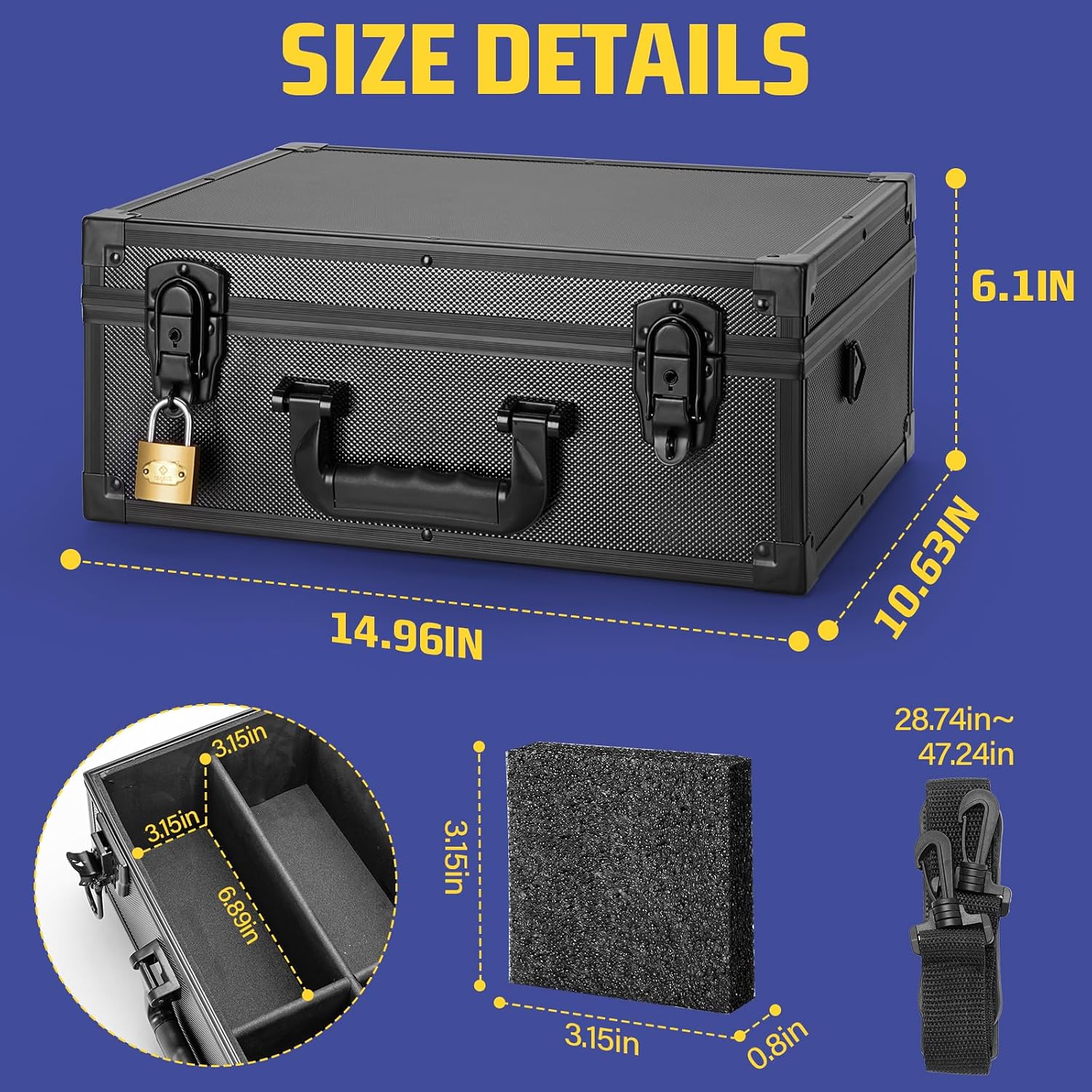 Toploader Storage Box - 3' x 4' 35pt Rigid Card Case w/Lock, Holds 600+ Toploaders - Sports Card Holder, Protective Hard Case w/ 6 Foam Stoppers, Ideal for Trading Card Storage
