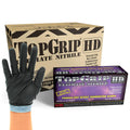 TopGrip 7 Mil Heavy-Duty Two-Layer Black Nitrile Disposable Exam Gloves, Textured Grip, Powder-Free, Chemical-Resistant (Case/1000, Small)