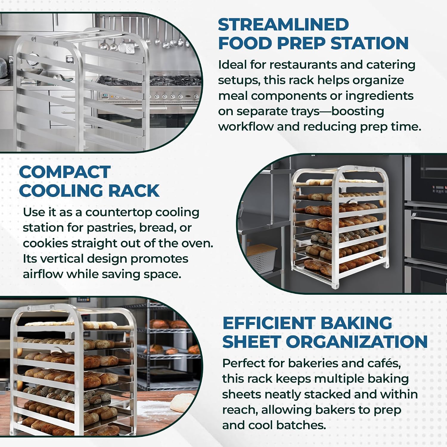 7-Pan End Load Countertop Half Sheet Pan Rack – 15.3' L x 18' D | Bun Pan Rack | NSF Certified | Commercial Baking Organizer
