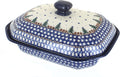 Blue Rose Polish Pottery - Blue Rustic Pines Medium Covered Baker - 3 Cup Capcaity - Unique, Dishwasher Safe, & Durable Bakeware