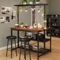 Multifunctional Kitchen Island, Kitchen Counter Prep Table with 3-Tier Shelves, Island Table for Kitchen with Storage & Power Outlet, Bakers Rack, 5 Hooks Kitchen Coffee Station