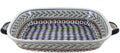 Blue Rose Polish Pottery - Green Evergreen Large Baker with Handles - 14.5' x 10.75' - Unique, Dishwasher Safe, & Durable Bakeware