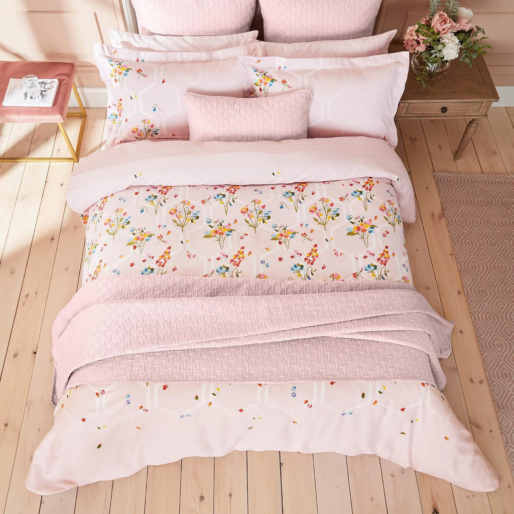 Ted Baker Peppermint 100% Cotton Sateen 2-Piece Comforter and Sham Set, Twin, Soft Pink