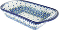 Blue Rose Polish Pottery - Blue Kalina Large Rectangular Baker with Handles - 11.5' x 9.25' - Unique, Dishwasher Safe, & Durable Bakeware