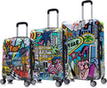 InUSA Cities Print Luggage with Spinner Wheels | Durable Lightweight Hardside Suitcase | Travel Bag with Handle and Trolley | (20in, 24in, 28in) 3 Piece Set
