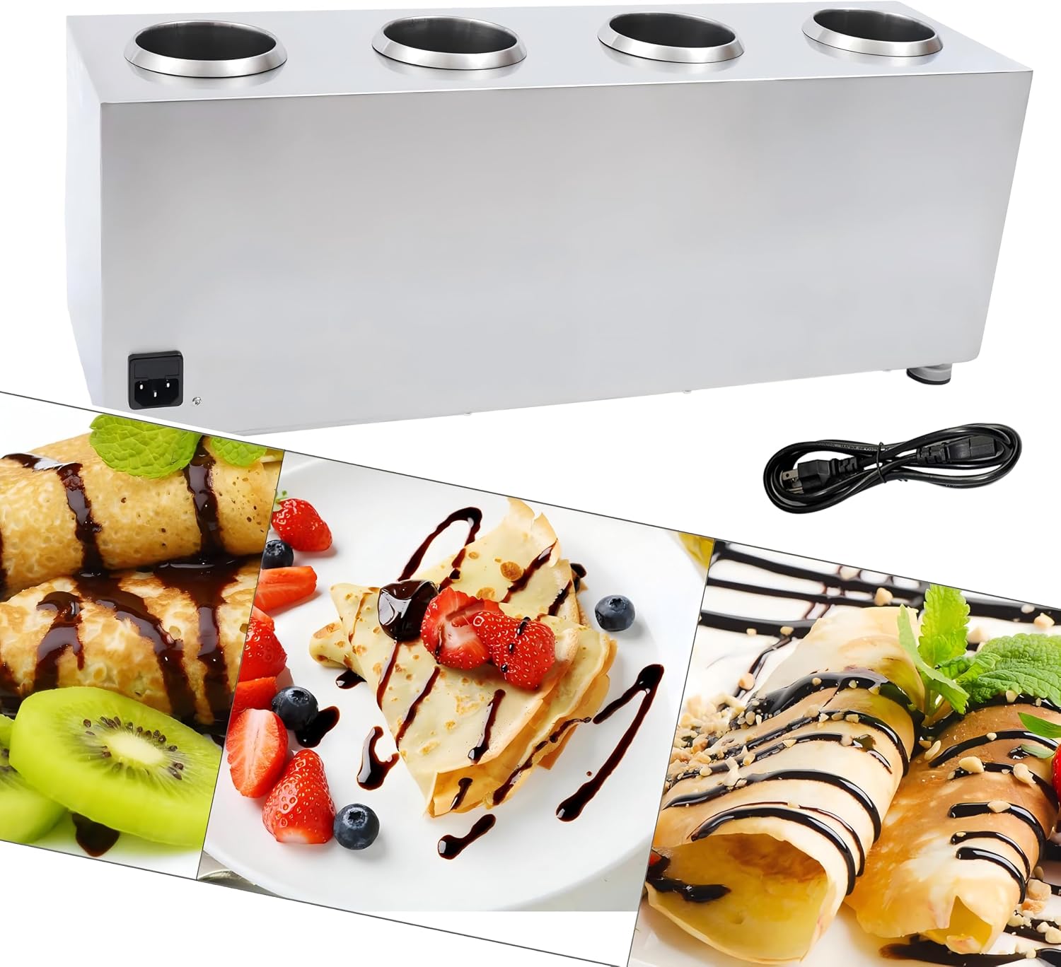 Commercial Electric Sauce Warmer Electric Cheese Sauce Warmer Hot Fudge Warmer Dispenser Cheese Dispenser Warmer with 4 Pump(110v/60Hz)
