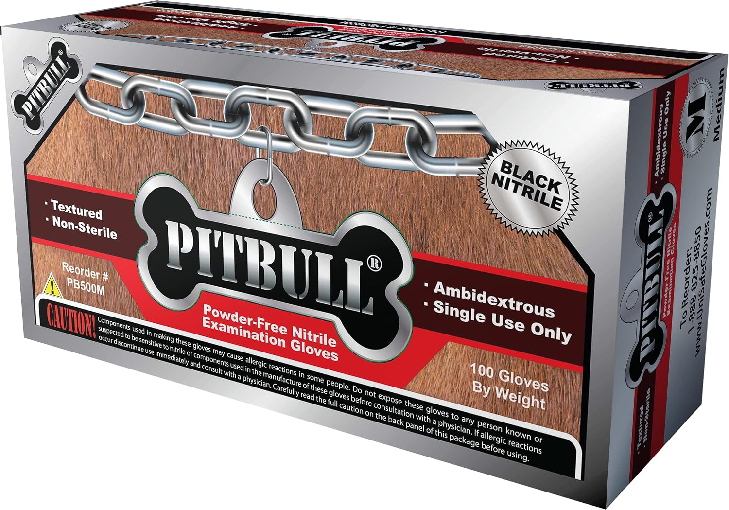 PITBULL Black Nitrile Exam Gloves, 6 Mil, Disposable, Case/1000