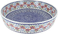 Blue Rose Polish Pottery - Red Poppy Large Round Baker - 12.25' Diameter - Unique, Dishwasher Safe, & Durable Bakeware