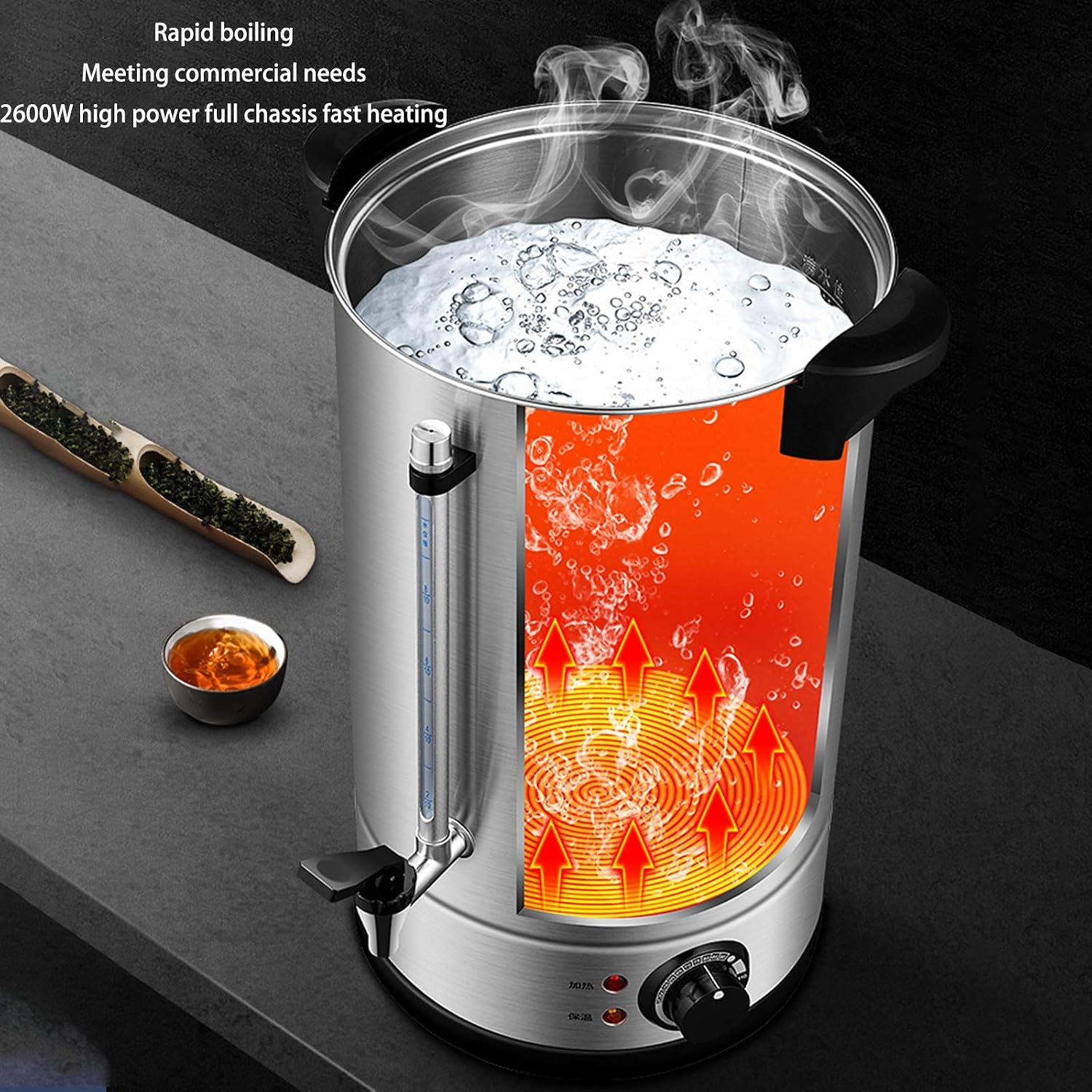 Stainless Steel Catering Boiler, 8L Coffee Hot Water Dispenser, Beverage Commercial Water Dispenser Milk Tea Insulation for Beverage Store Party