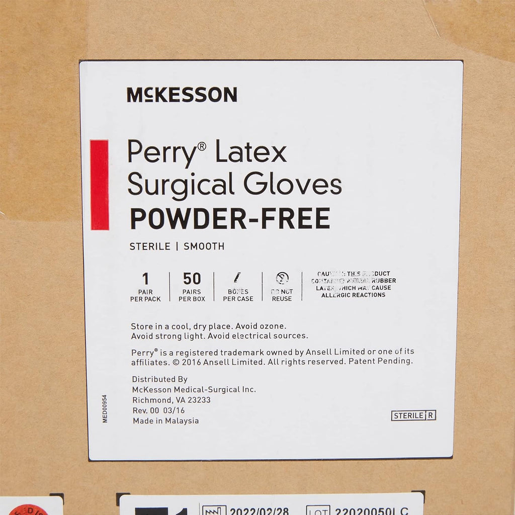 McKesson Perry Performance Plus Disposable Sterile Pair Latex Surgical Glove Extended Cuff Length