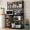 Kitchen Bakers Rack with Baskets,Free Standing Shelf,5-Tier Kitchen Utility Storage Shelf with Hooks, Microwave Oven Stand Rack Grey