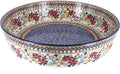 Blue Rose Polish Pottery - Red Daisy Large Round Baker - 12.25' Diameter - Unique, Dishwasher Safe, & Durable Bakeware